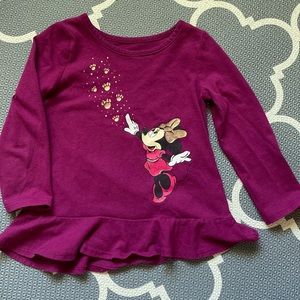 Jumping Beans Girl Minnie Mouse Peplum Long-Sleeves Shirt - 24 Months